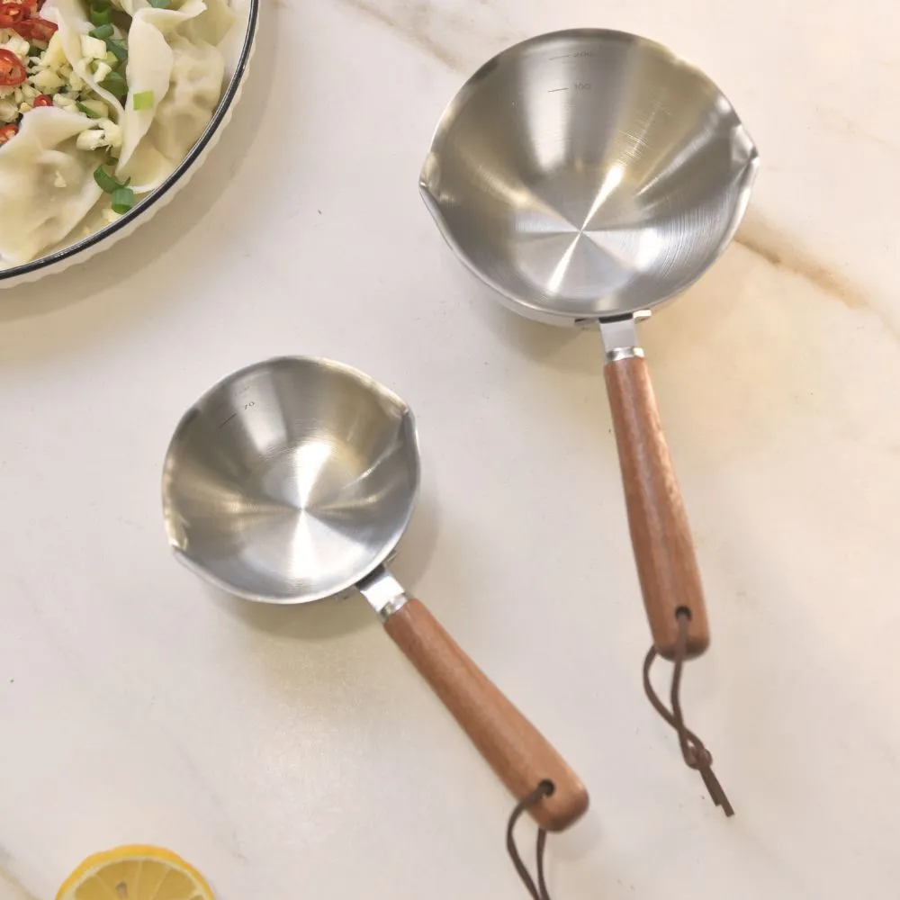 304 Stainless Steel Oil Pot, Wood Handle, 200ml, Kylin