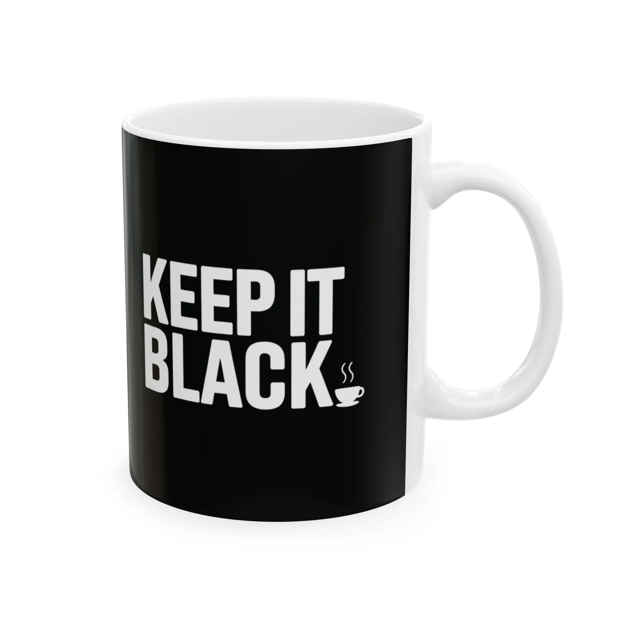 Black & White Ceramic Mug 11oz - Minimalist 'Keep It Black' Coffee Cup - Coffee Lover Gift, Office & Kitchen Decor, Black Exterior, White Inside