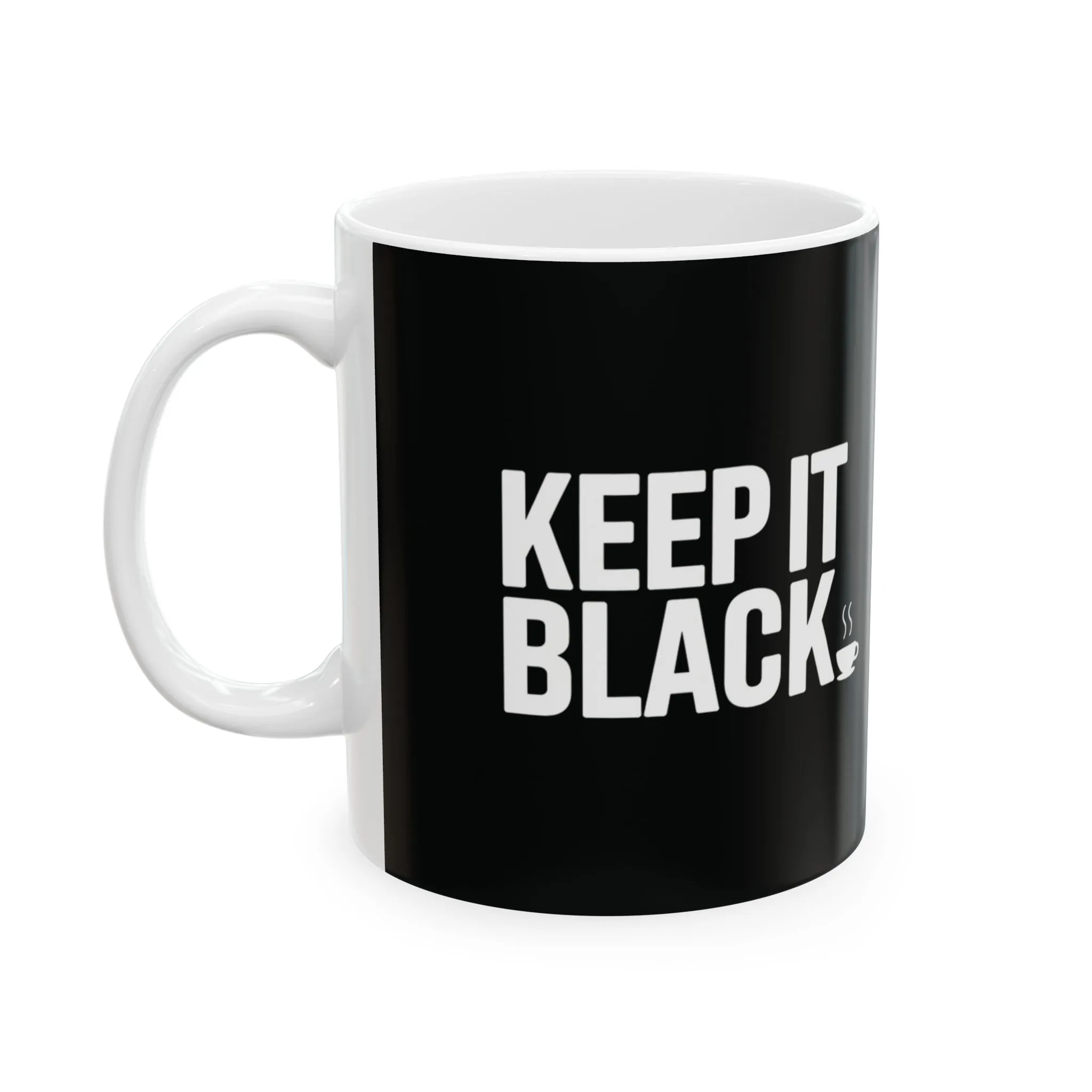 Black & White Ceramic Mug 11oz - Minimalist 'Keep It Black' Coffee Cup - Coffee Lover Gift, Office & Kitchen Decor, Black Exterior, White Inside