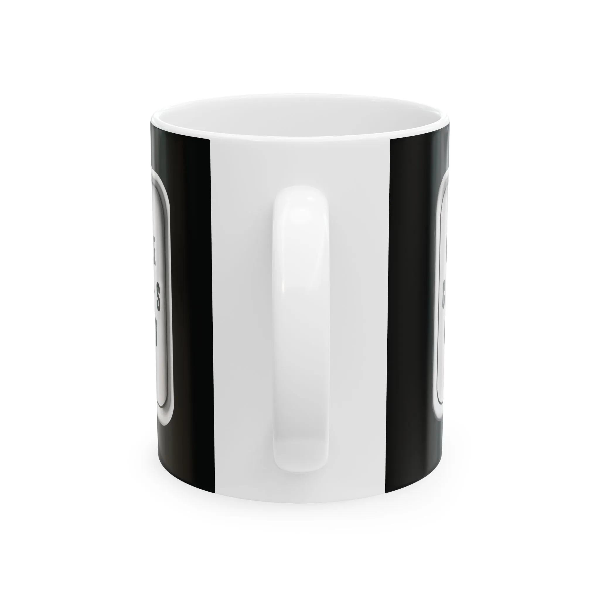 Black Ceramic Mug 11oz - Coffee Always Clock Design - Gift for Coffee Addicts, Baristas & Workaholics - Black & White Coffee Mug with White Interior