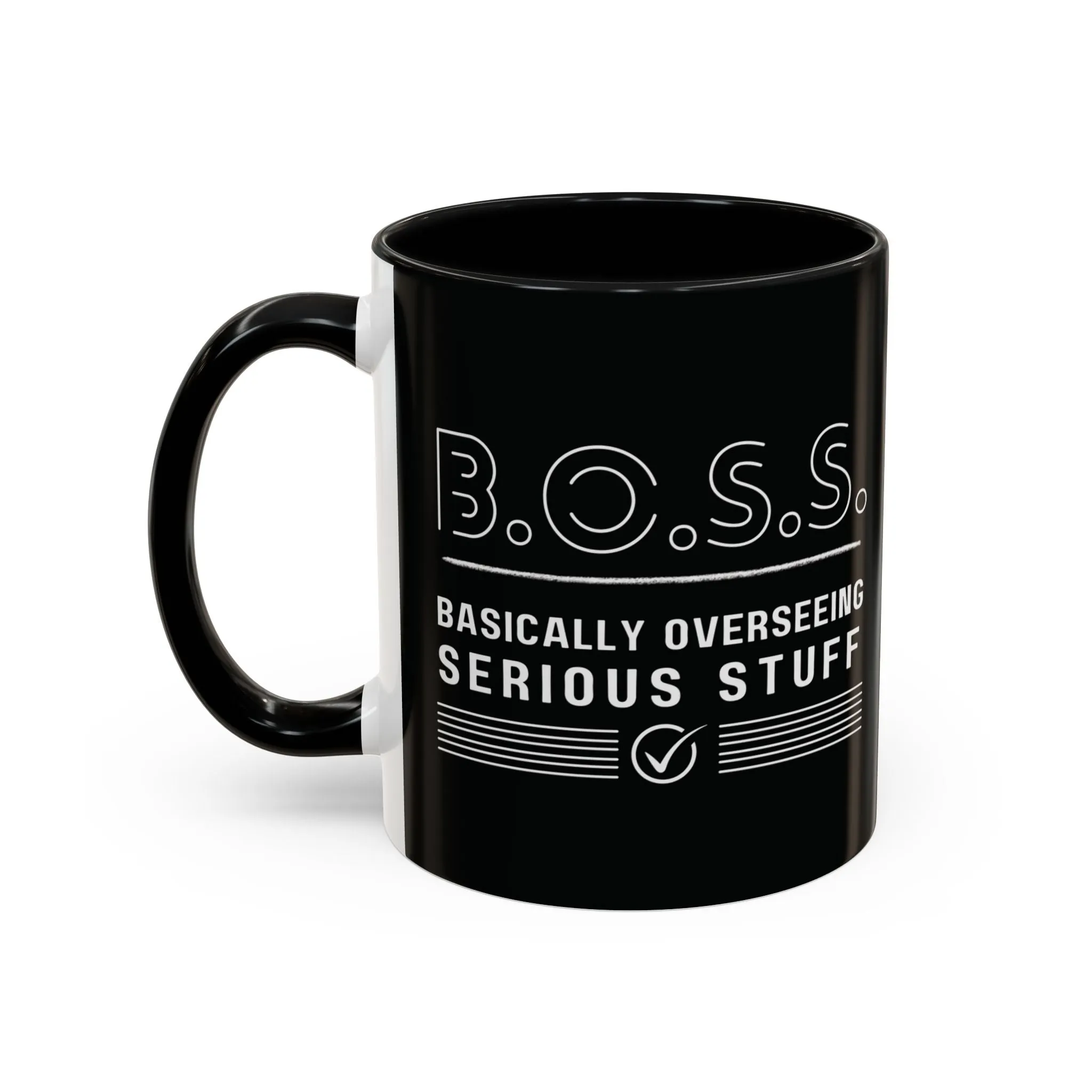 B.O.S.S. Black Ceramic Mug 11oz - Boss Gift for Entrepreneurs, CEO Coffee Cup, Motivational Office Mug, Business Owner Gift, Leadership Drinkware