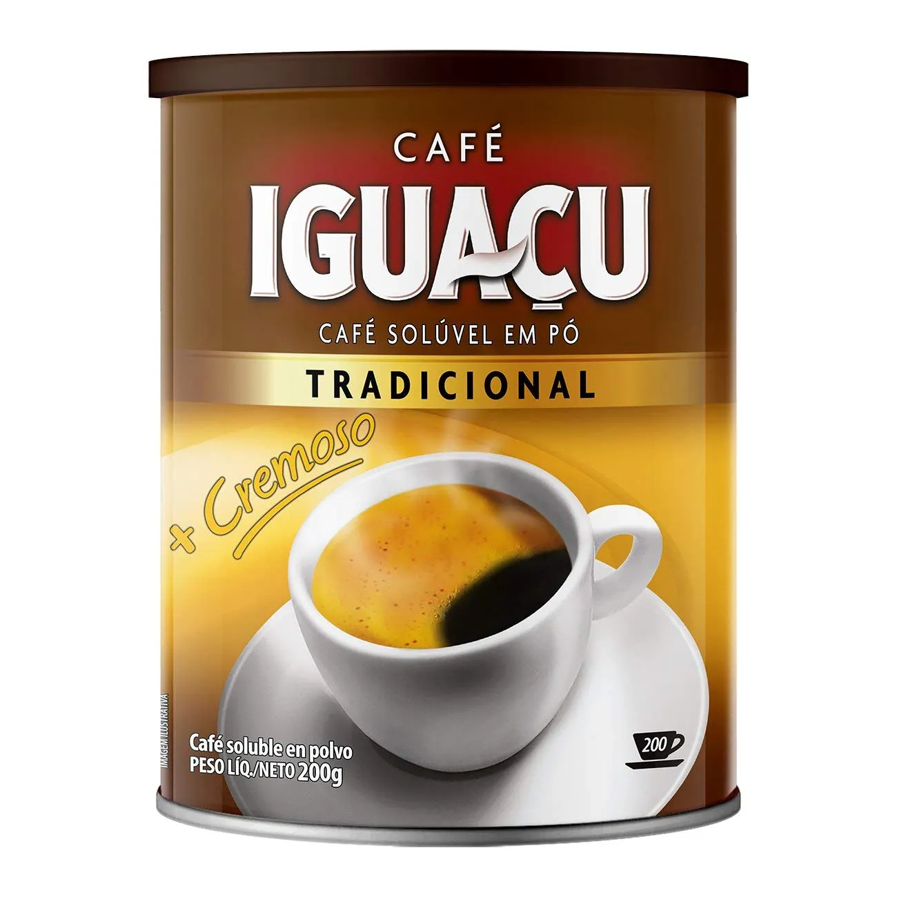 Cafe' Iguacu Tradicional Instant Brazilian Coffee, Can 200 grams