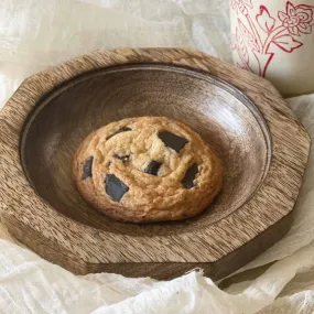 Decagon Wooden Round Serving Bowl | Mango Wood |  Dark Brown | 7 Inch