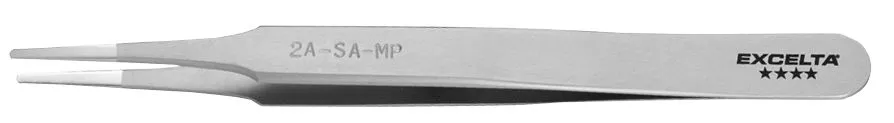 Excelta 2A-SA-MP Precision SMD Neverust® Stainless Steel Tweezers with Mirror Polished & Straight, Tapered, Flat, Rounded Tips