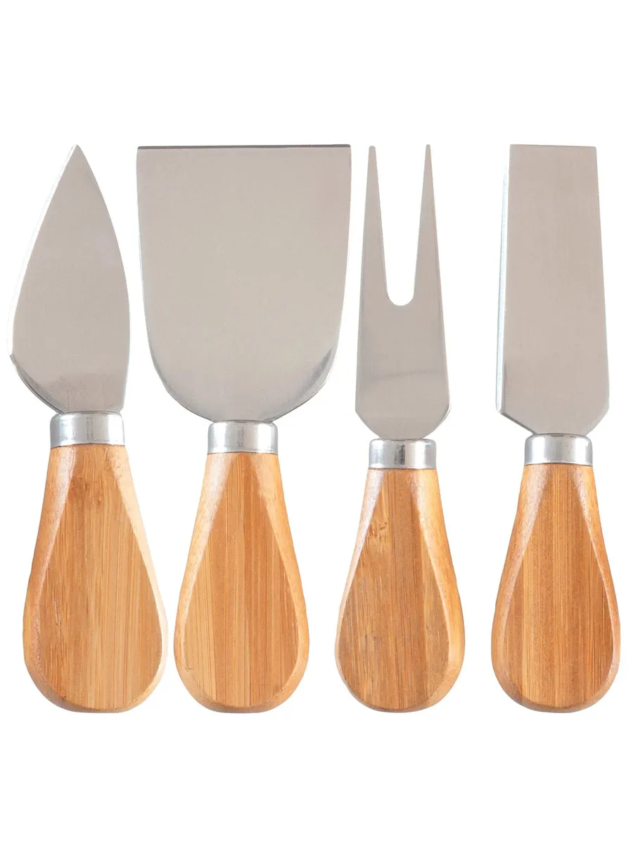 Four Piece Bamboo Cheese Tool Set