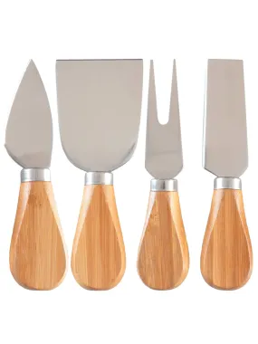 Four Piece Bamboo Cheese Tool Set