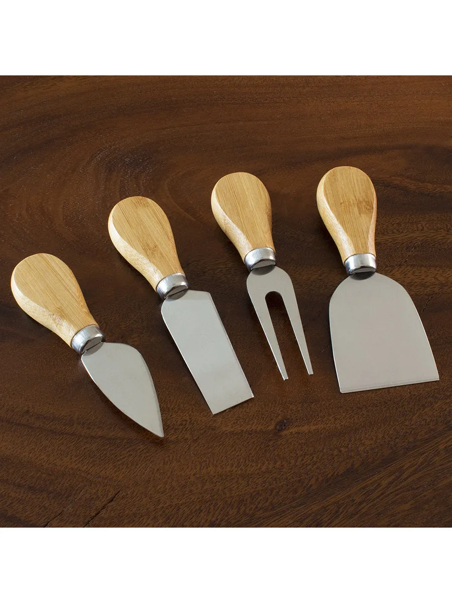Four Piece Bamboo Cheese Tool Set