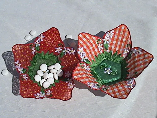 Freestanding Lace and Applique Strawberry Bowls