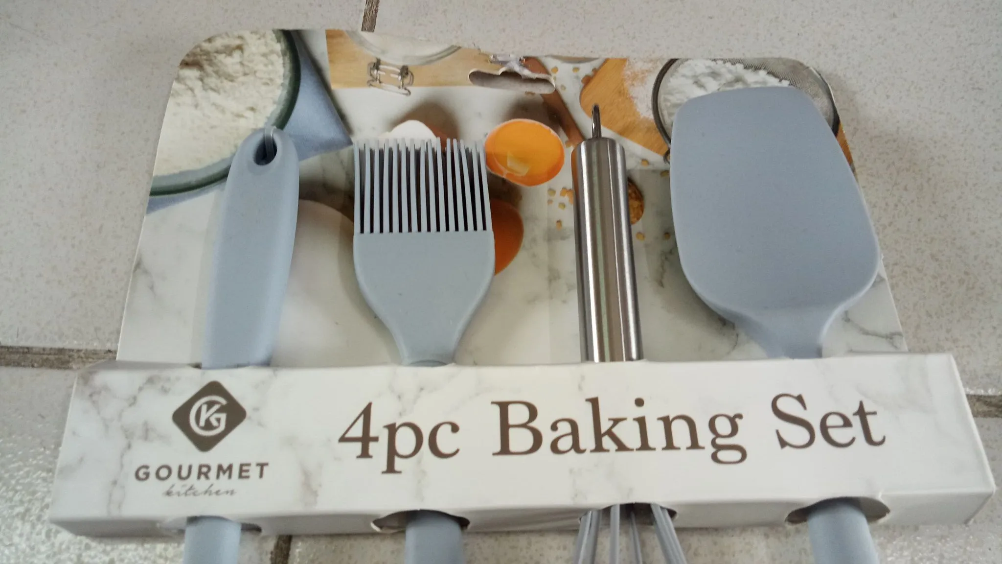 Gourmet Kitchen 4 Piece Baking Set Whisk, Spoontula, Basting Brush, & Turner