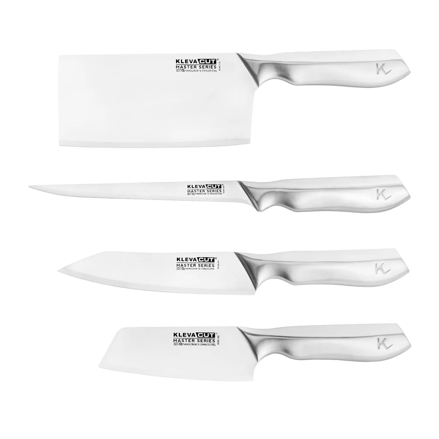 KlevaCut® Speciality 4pc Knife Set - Cleaver, Vegetable, Fillet & Oriental Knives