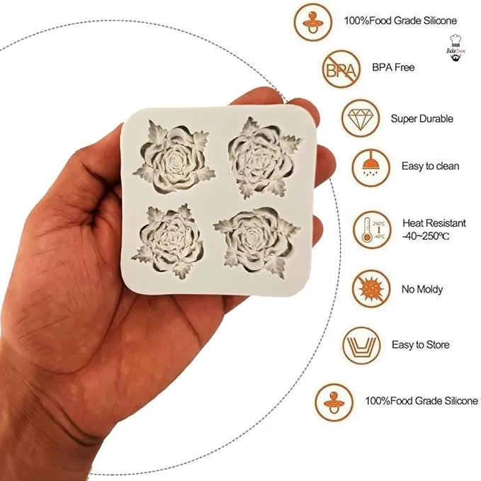 Roses Silicone Fondant Mould Small